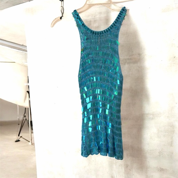A Classy Chic Boutique Tops - Turquoise Shimmer Festive Party Tank 🪩🩵